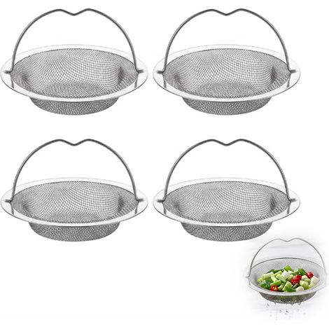4Pcs Filtre Evier Cuisine Grille Evier Passoire Avec Poignée, Filtre à Évier Acier Inoxydable, Filtrage de Vidang Anti Blocage pour (1/4)