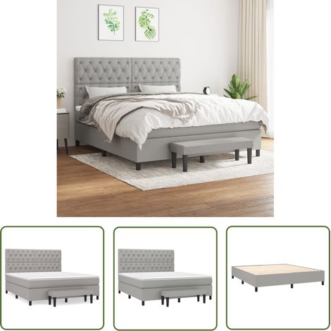 The Living Store Boxspringbett mit Matratze Hellgrau 160x200 cm Stoff - Boxspringbett - Doppelbett - Bett Mit Lattenrost - Bettrahmen - Schlafsofa (1/5)