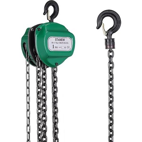 Manual Chain Hoist with Hook for Heavy Load, 1 Ton, Lifting Height 5 m, Green (1/5)