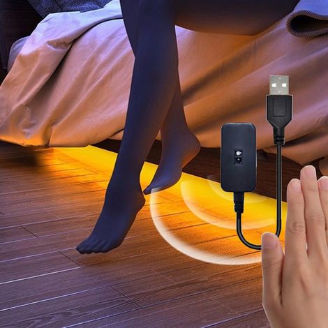 Bandeau lumineux à détecteur de mouvement, 3 m (9,8 pi), blanc chaud, flexible, pour placard, éclairage de nuit sous les armoires et sous les meubles de cuisine, alimentation USB 5 V. (1/5)