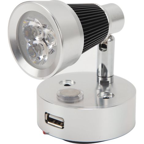 Lampe de chevet LED RV avec port de charge USB, interrupteur tactile, variateur de lumière pour voitures et bateaux 12-24V DC, argent (1/5)