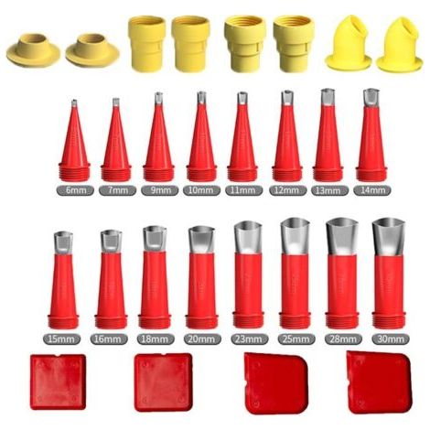 QORVA-28 Pièces Kit Outils de Calfeutrage avec Embouts Acier Inoxydable Outils de Finition Ergonomiques pour Application de Mastic pour Portes et Fenêtres