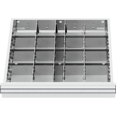 STIER Schubladeneinteilung Metalleinteilung BLH 75 mm Innenmaß 500x450 mm 20 Fächer 6 x TW 125 (1/4)