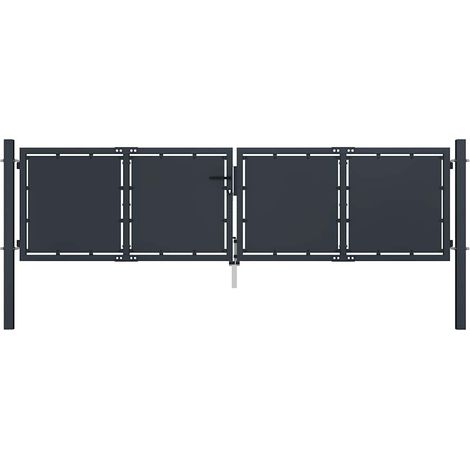 Portail de jardin  Portillon Grillage Portail de Clôture Acier 300 x 75 cm Anthracite 49786
