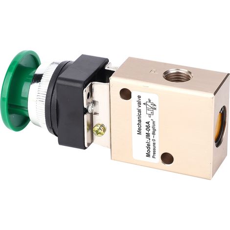 Vanne pneumatique mécanique JM-06A à 2 positions et 3 voies avec retour par ressort et bouton-poussoir PT1/4 po (1/5)