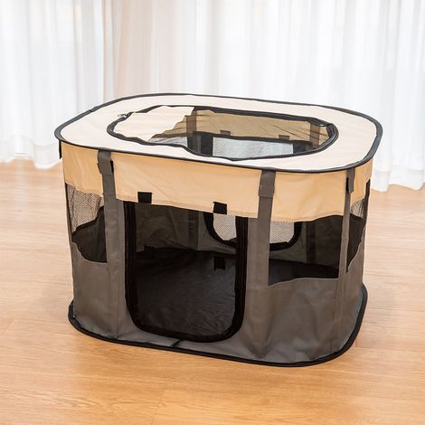 Parc pliable portable pour animaux de compagnie, chiots, chiens, chatons, chats, tente pop-up pour intérieur et extérieur (M) (1/4)