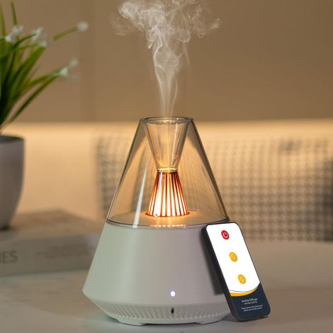 Elektrischer Aroma-Diffusor mit Ultraschall, Fernbedienung, automatischer Abschaltung und 7 LED-Leuchten für Büro, Wohnzimmer und Yoga – 150 ml, Weiß (1/5)