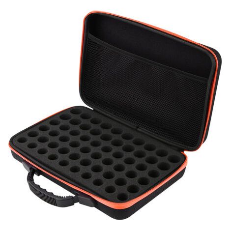 Estuche rígido para aceites esenciales, 60 frascos de 5 ml y 15 ml (naranja) (1/5)