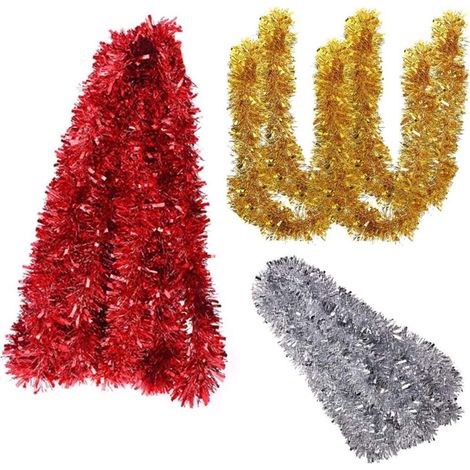 15 Guirlande, fil métallique flexible, paillettes rouges argentées dorées, décoration sapin Noël mariage (1/5)