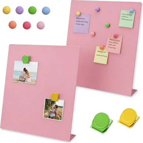 Tableau magnétique rose avec support, 32 x 28cm Tableau noir magnétique autoportantpour la maison, le Bureau, le campus, la cuisine,magnetic board portable pour affichage photo (1/5)