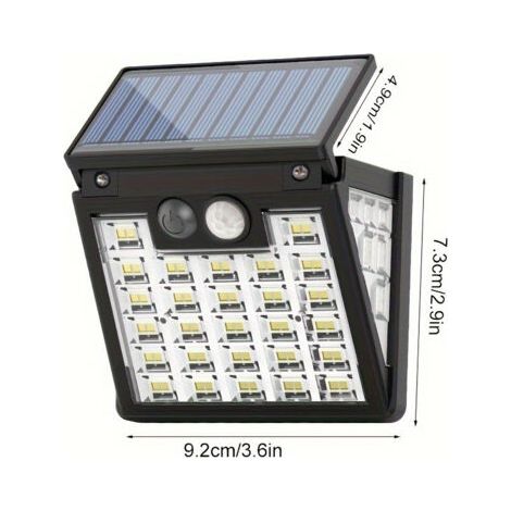 Applique Murale Solaire 72 LED avec Détecteur de Mouvement – Éclairage Extérieur à 3 Modes, Diffusion sur Trois Côtés pour Jardin, Terrasse et Patio (1/5)
