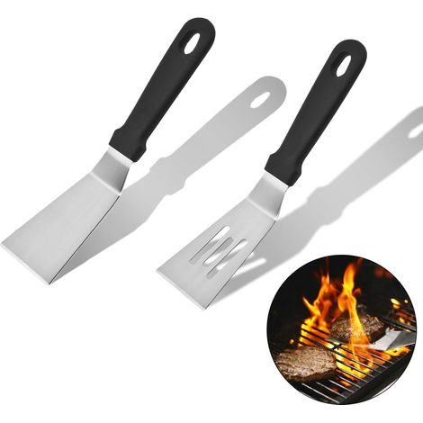 Set di 2 spatole da barbecue in acciaio inox - Ideali per spalmare panna, frittate e bistecche (1/5)