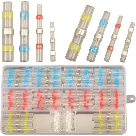 150pcs Connecteur Bout à Bout Thermorétractable, Cosses Electriques à Sertir Thermorétractables, étanche Connecteurs de Fil à Souder Cosse Thermosoudable Kit de Connecteurs de Bornes de Qualité Marine (1/5)