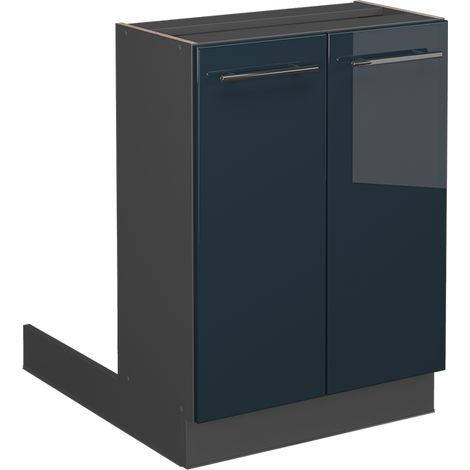 Isola cucina Fame-Line, Blu scuro lucido, 60 cm senza piano di lavoro, Vicco