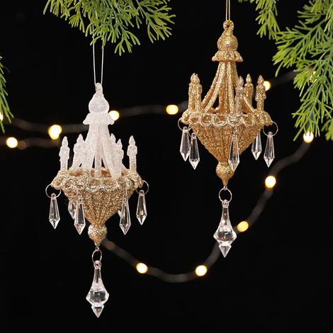 pezzi di ornamenti pendenti in cristallo per albero di Natale, decorazione natalizia, ornamento luminoso per albero di Natale - ornamenti stagionali con cordino per giardino, balcone, porta (1/5)
