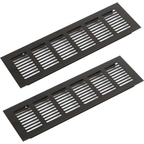 Grille Aération Aluminium 2 Pièces Grille d'Aeration Grille de Ventilation Rectangulaire Grille d'Aeration en Alliage Grille Daération Extérieure pour la Ventilation Noir 250 X 80mm (1/4)