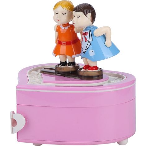 Niedliche Spieluhr mit küssenden Liebenden, musikalische Schmuckschatulle, Geburtstagsgeschenk, Dekoration für Zuhause oder Tisch, rosa (1/5)
