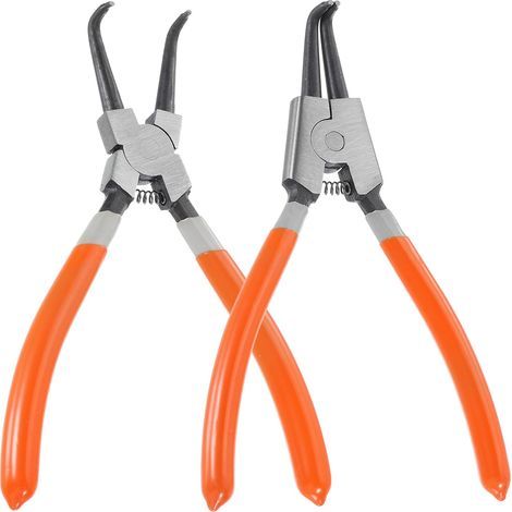 Lot de 2 pinces à circlips 7" – Pinces pour circlips extérieurs avec pointes droites et coudées de 0,08" – Outil de retrait pour bagues de retenue – Rouge/Gris (1/5)