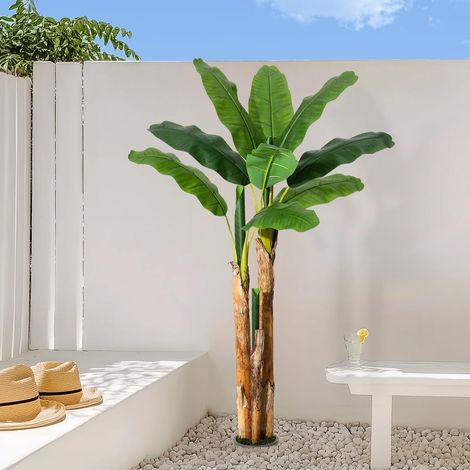 Bananier artificiel 152 cm – Feuillage exotique 24 feuilles, pot gris anthracite – Plante déco maison/bureau (1/5)