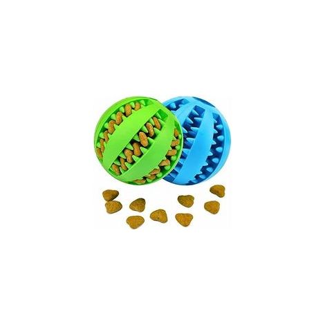 Lot de 2 balles en caoutchouc pour chien, jouet à mâcher, vert et bleu – (1/5)
