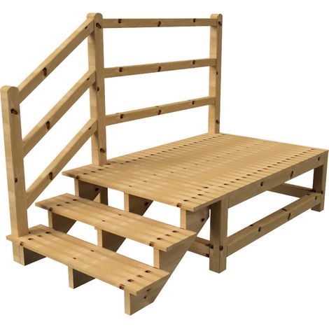 MILANO Außentreppe 3 Stufen H54 cm - Podest L189 x B120 cm - Treppengeländer links - Podestgeländer links