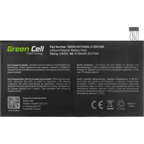 Batterie C12N1320 pour Asus Transformer Book T100T, 3,8 V, 8150 mAh