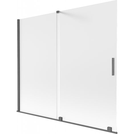 Paroi de baignoire coulissante à 2 panneaux Mexen Velar 180 x 150 cm, givrée, gris canon brossé - 896-180-000-31-66 (1/2)