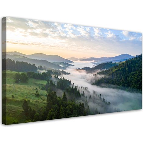 Stampe su Tela, Paesaggio montagne nella nebbia natura, 80x40 (1/5)
