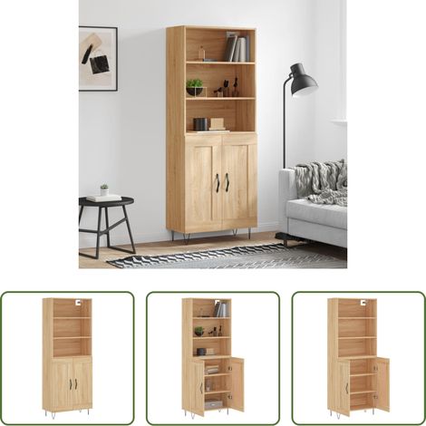 Holzwerkstoff - Highboard Sonoma-Eiche 69,5x34x180 cm Holzwerkstoff (1/5)