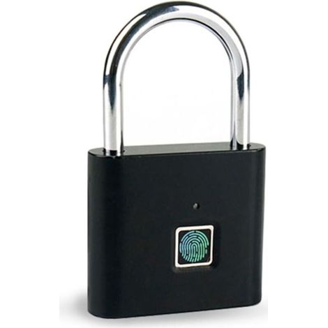 USB C Powered Fingerprint Smart Padlock Waterproof Design Perfect for Bikes, Luggage and Storage Units (Black)