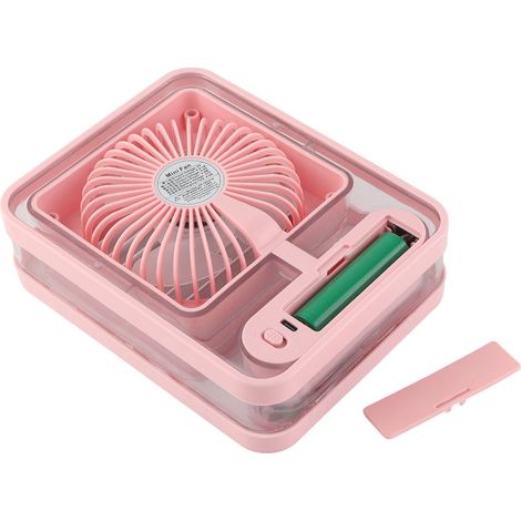 Ventilateur brumisateur de bureau à 3 vitesses, rechargeable par USB, silencieux, avec veilleuse intégrée, rose, idéal pour la chambre, le bureau et les voyages. (1/5)