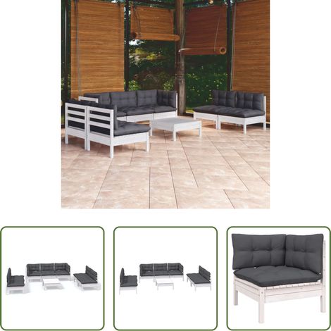 Terrassensofa - 8-tlg. Garten-Lounge-Set mit Kissen Kiefer Massivholz (1/5)