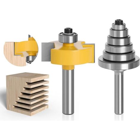 Holznutfräser, Nutfräser, Schaftfalzfräser mit 6 Lagern für mehrere Tiefen 1/8", 1/4", 5/16", 3/8", 7/16", 1/2" (1/4)