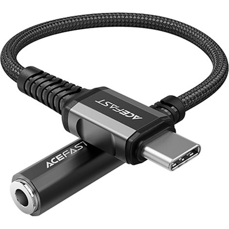 Cable de audio Acefast USB tipo C - miniconector de 3,5 mm (hembra) 18 cm, DAC, AUX negro (C1-07 negro) (1/5)