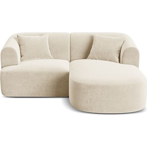 Canapé d'angle droit modulable 3 places en velours beige clair (1/5)