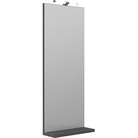 Miroir ELYP avec éclairage et Tablettes, graphite brillant, 350x900mm