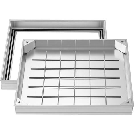 VEVOR Plaque deEgout avec Cadre 50x50 cm, Couvercle de Regard Encastre Invisible, pour Inspection de Drainage Bouche deEgout Trottoir Jardin, Couvercle de Fosse Septique Carre, en Alliage deAluminium (1/5)