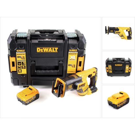 Dewalt – Scie sabre sans fil 18V brushless – 1x batterie 4,0 Ah – Profondeur de coupe 200 mm – Coffret de transport TSTAK inclus - DCS 367 NT (1/5)