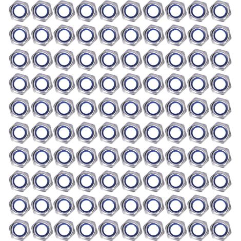 Kit de 100 écrous blocage en acier inoxydable avec insert nylon (1/5)