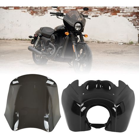 Motorradscheinwerferabdeckung, Windschutzscheibe, Verkleidungssatz, glänzend schwarz mit getönter Oberfläche (übergroß) (übergewichtig) (1/5)
