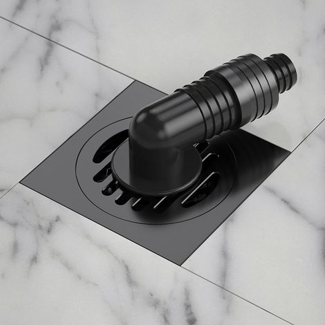Piletta di scarico per doccia quadrata, 100100 mm, con coperchio filtro rimovibile, scarico per pavimento esterno, collegamento alla lavatrice, scarico per pavimento per doccia in ottone/nero
