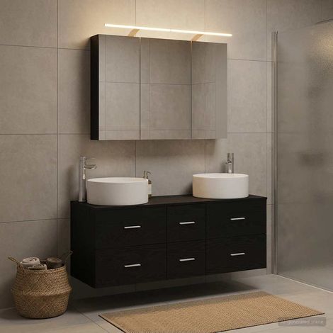 vidaXL Bathroom Furniture Set 4 pcs Black Oak (1/5)