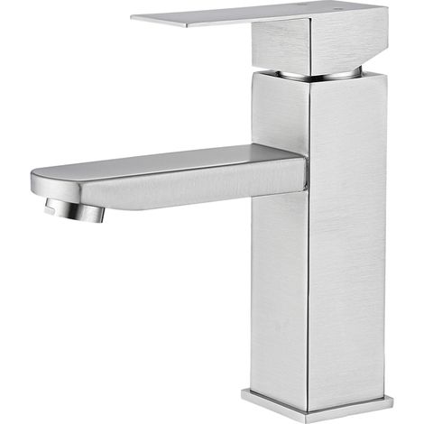 Badezimmer-Wasserhahn Zwei-Wege-Waschtischmischer für Badezimmer Edelstahl-Waschtischarmatur Klassischer Gebürsteter Waschtisch-Wasserhahn
