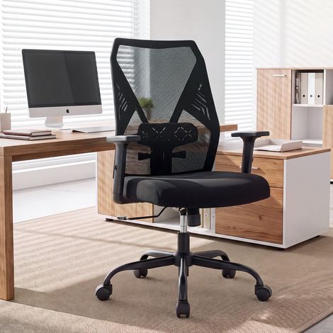 SIHOO M109C Ergonomic Office Chair, Swivel Chair with Mesh Backrest, Desk Chair with Comfortable and Spacious Seat Cushion, Black (1/5)
