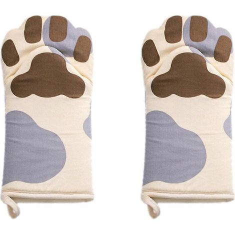 Gants de cuisine en coton C-Cotton avec motif chat mignon et griffes de chat, gants anti-brûlure pour micro-ondes (1/5)