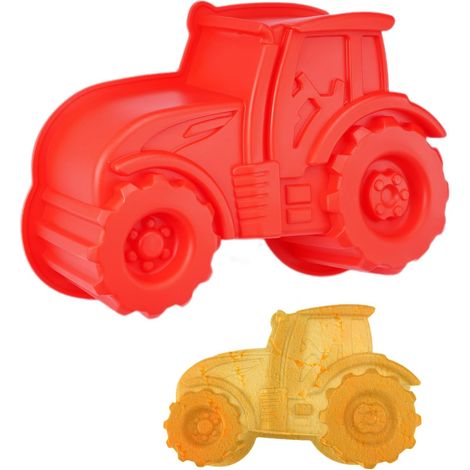 Moule à Tracteur en Silicone, 25.5x16.5cm Half Forest À Gâteau Tracteur, Cuisson 3D, moule Enfant, pour Voiture Sécurité du Lave Vaisselle de Fête, Pain -
