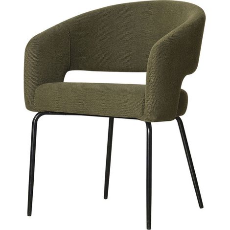 Fauteuil repas Léna tissu vert pieds métal noir Takasit (1/5)