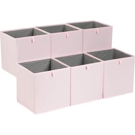Set mit 6 faltbaren Aufbewahrungswürfeln aus Stoff, pfingstrosenrosa, 33 x 38 x 33 cm