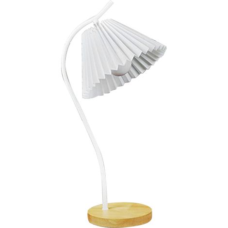 Tischleuchte mit plissiertem Stoffschirm, moderne Nachttischlampe aus Metall für Schlaf- und Wohnzimmer, Weiß (1/5)