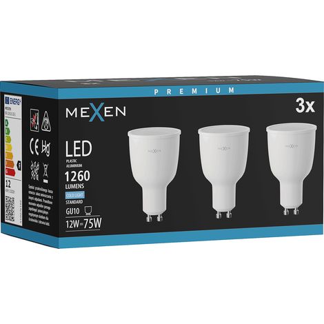 Mexen Nova 3x Ampoule LED GU10, 12W, Froid - 6500K, 1260 lm - L108-GU10-1265-01x03 (1/5)